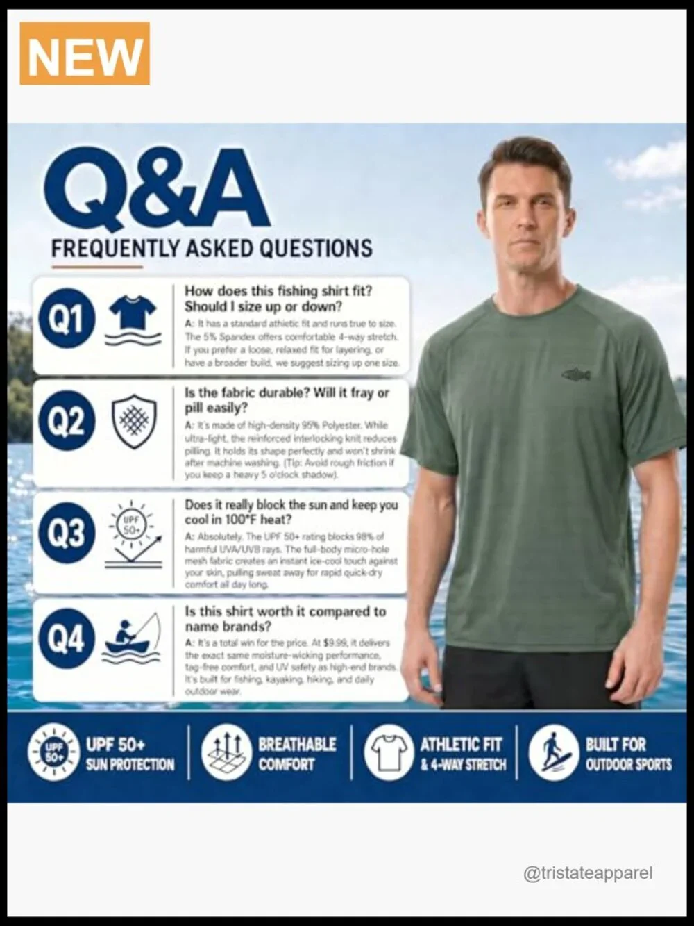 UPF 50+ Sun Protection Rash Guard Shirt Short Sleeve Men's Fishing Tee